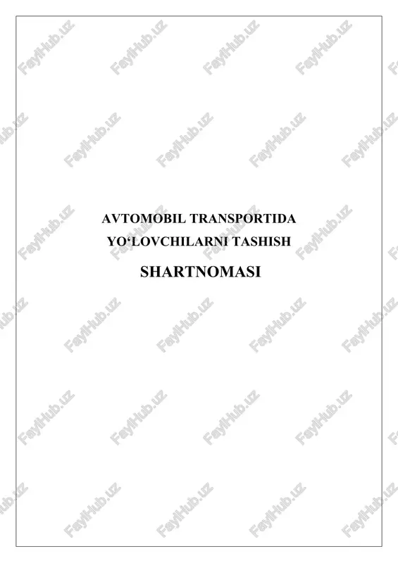 avtomobil transportida yo‘lovchilarni tashish shartnomasi — DOC