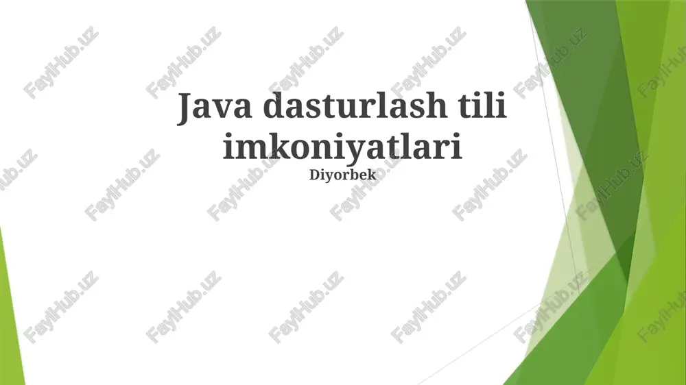 java dasturlash tili imkoniyatlari — PPTX