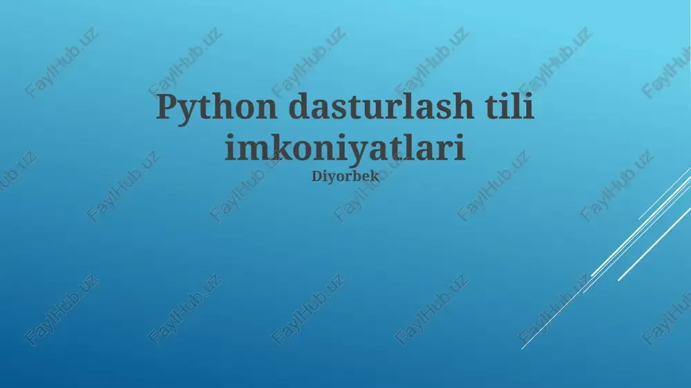 python dasturlash tili imkoniyatlari — PPTX