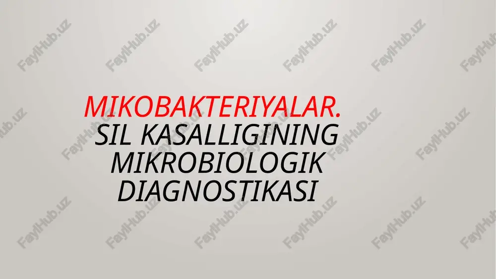 sil kasalligining mikrobiologik diagnostikasi — PPTX