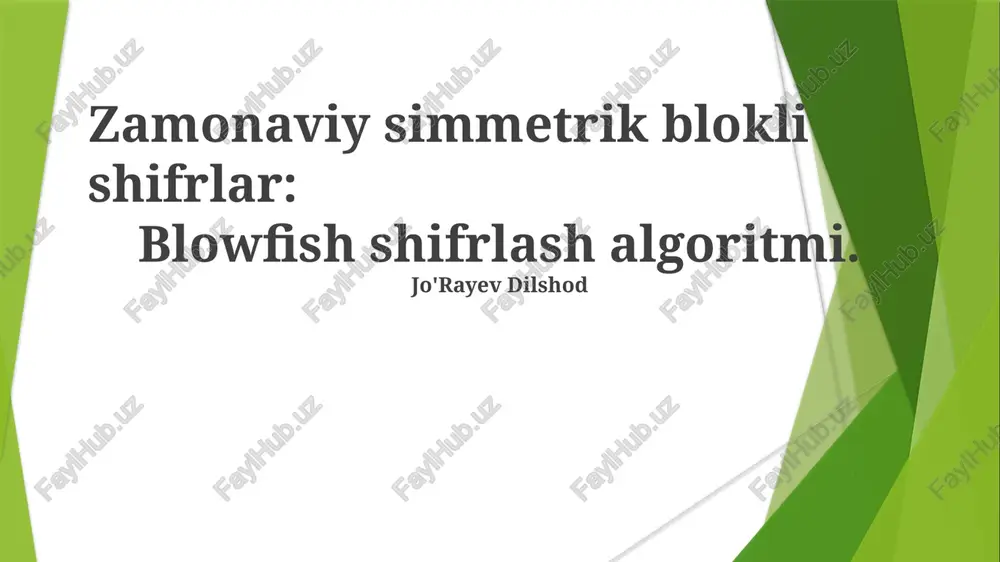 blowfish shifrlash algoritmi — PPTX