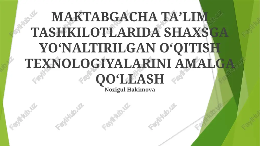 shaxsiylashtirilgan o'quv texnologiyalari — PPTX