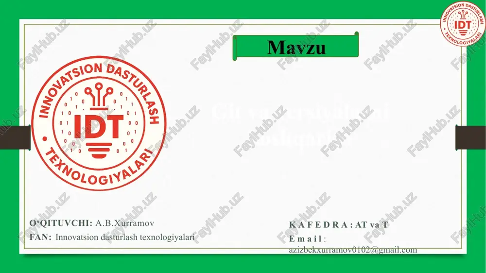 git va versiyalarni boshqarish — PPTX
