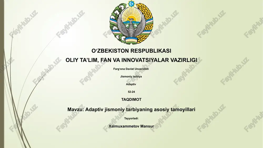 adaptiv jismoniy tarbiyaning asosiy tamoyillari — PPTX