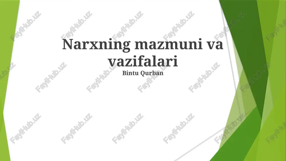 narxning mazmuni va vazifalari — PPTX