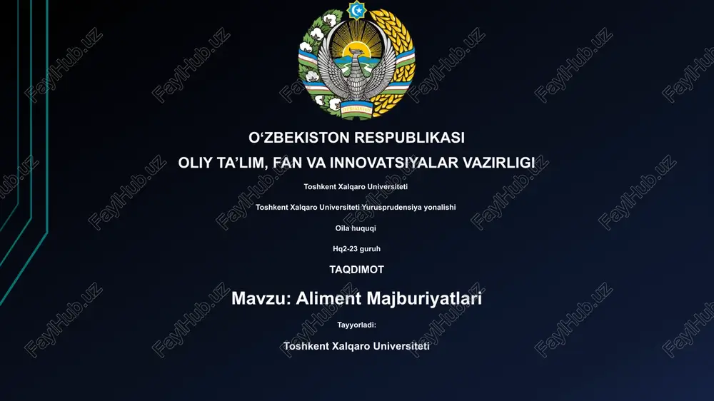 aliment majburiyatlari — PPTX