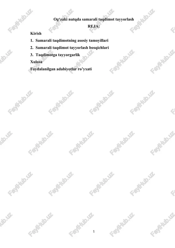 ogʻzaki nutqda samarali taqdimot tayyorlash — DOCX