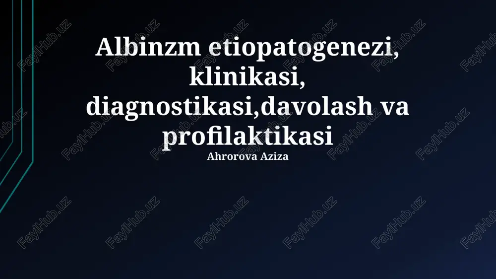 albinizm: etiopatogenezi va klinik ko'rinishi — PPTX