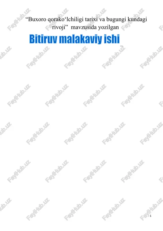 buxoro qorako‘lchiligi tarixi va bugungi kundagi rivoji — DOCX
