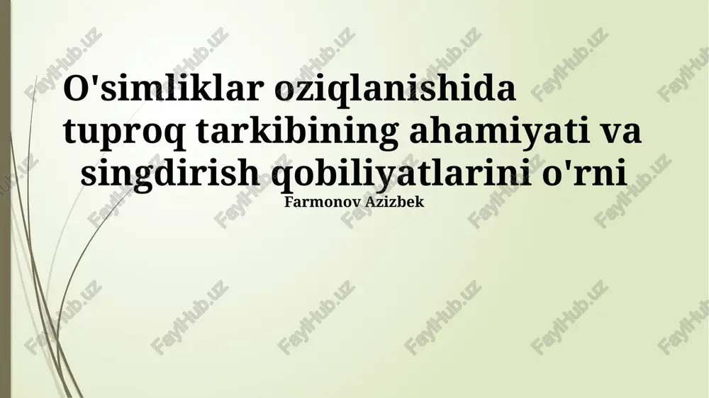 tuproqning aeratsiyasi — PPTX