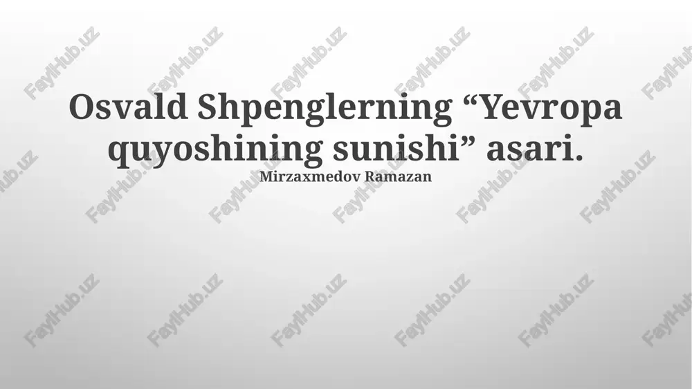 yevropa quyoshining sunishi — PPTX