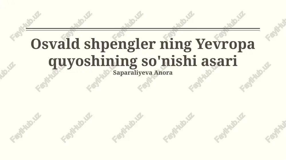 yevropa quyoshining so'nishi asari — PPTX