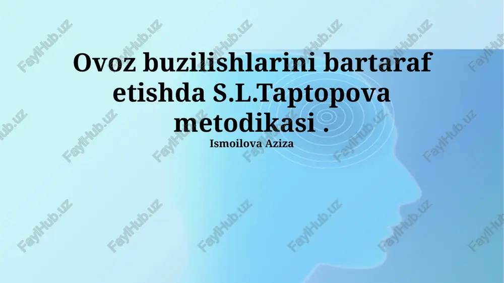 s.l. taptopova metodikasi — PPTX