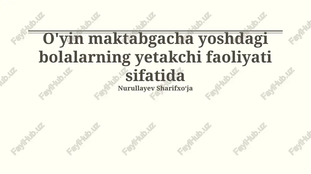 o'yin va ijtimoiylashuv — PPTX