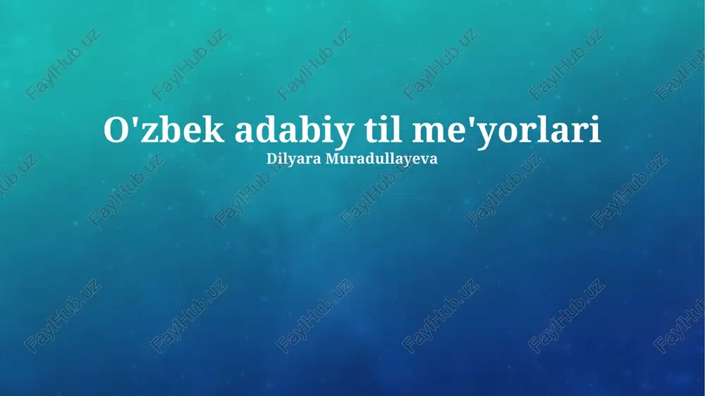 o'zbek adabiy til me'yorlari — PPTX