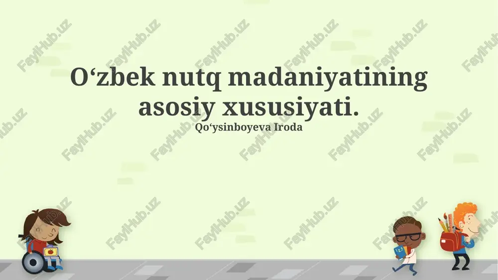 o‘zbek nutq madaniyatining asosiy xususiyati — PPTX