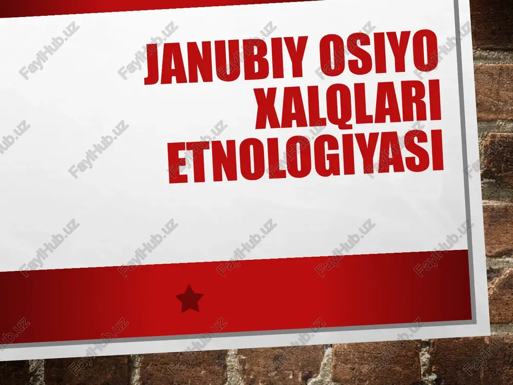 janubiy osiyo xalqlari etnologiyasi — PPTX