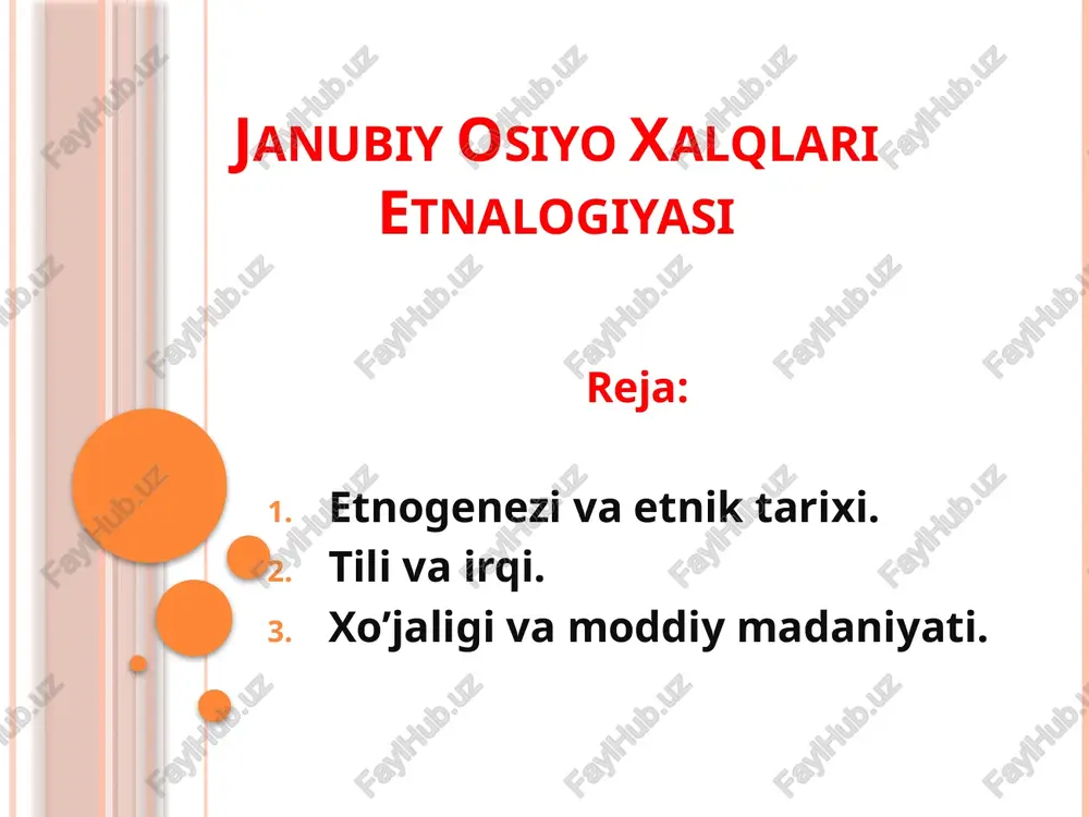janubiy osiyo xalqlari etnalogiyasi — PPTX