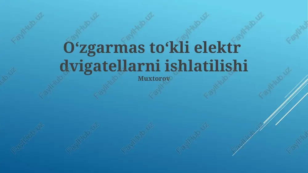 doimiy qo'zg'alishli dc motorlarning texnik xizmati va ta'miri — PPTX