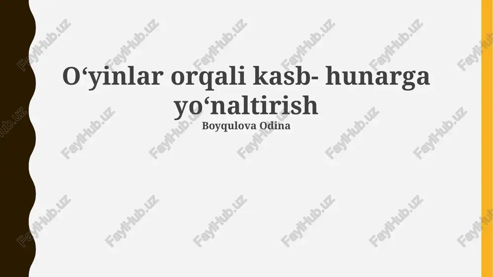 zamonaviy o'yinlar va kasb-hunar bo'yicha maslahat — PPTX