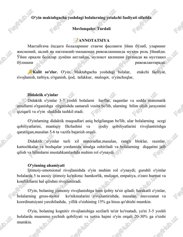 didaktik o'yinlar — DOCX