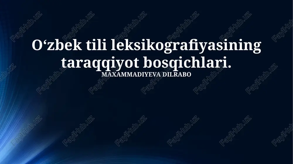 oʻzbek leksikografiyasi — PPTX