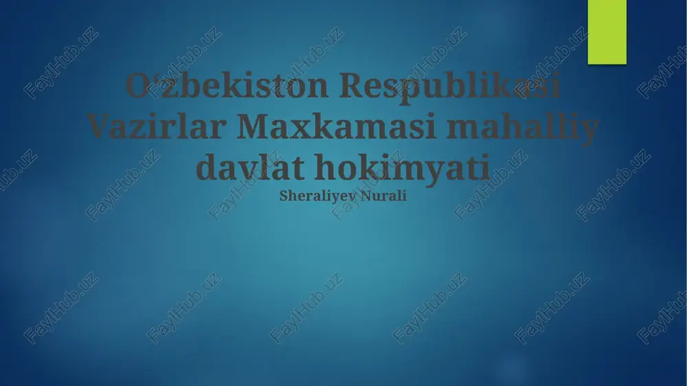 oʻzbekiston respublikasi vazirlar mahkamasi — PPTX