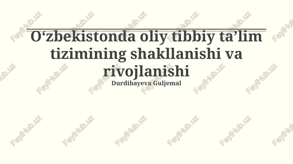 mustaqillikdan keyingi davrda oliy tibbiyot taʼlimining islohotlari — PPTX