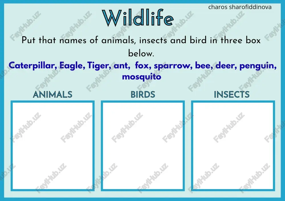 vocabulary worksheet for kids — PDF