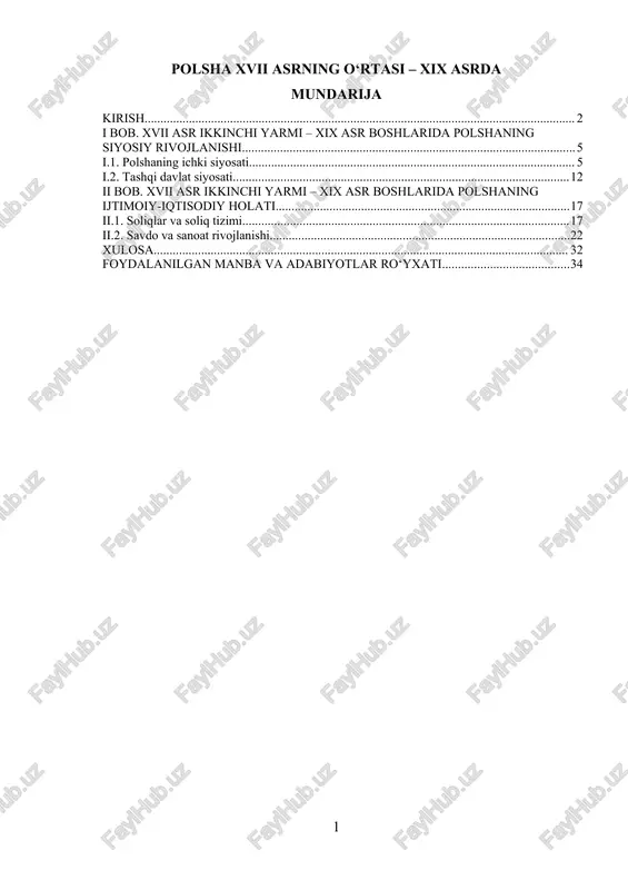 polsha xvii asrning o‘rtasi – xix asrda — DOC