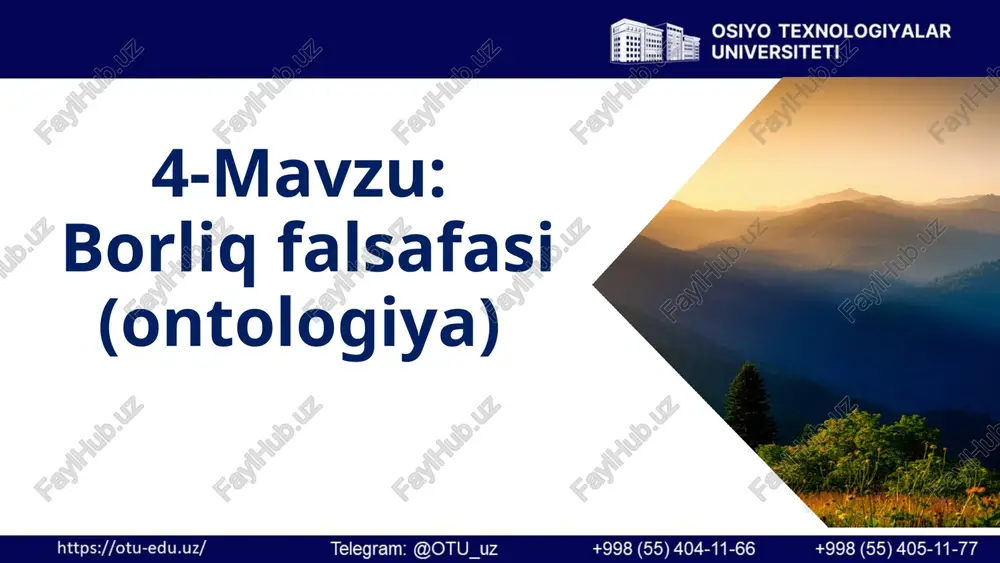 borliq falsafasi (ontologiy. — PPT