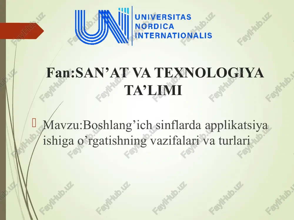 boshlang’ich sinflarda applikatsiya ishiga o’rgatishning vazifalari va turlari. — PPT