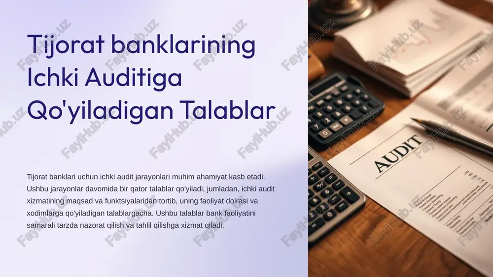 ichki audit tushunchasi va ahamiyati — PPTX