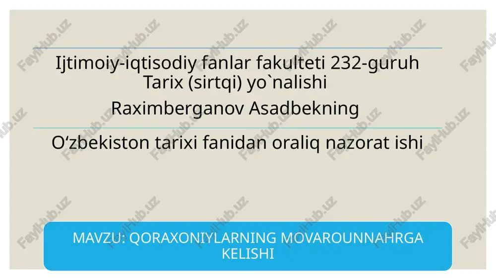 qoraxoniylar — PPTX