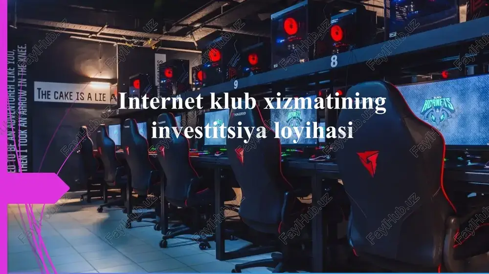 internetklub xizmatining investitsiya loyihasi — PPTX