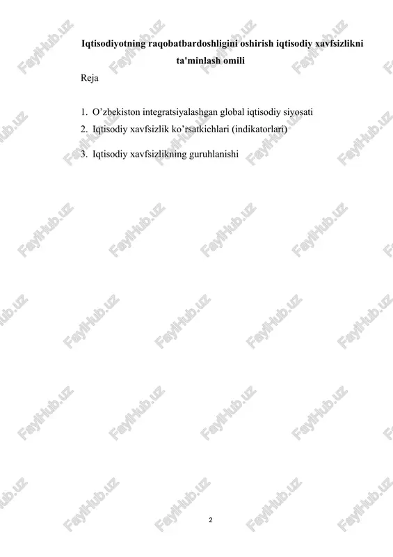iqtisodiyotning raqobatbardoshligini oshirish — DOCX