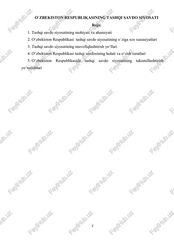 tashqi savdo siyosati — DOCX