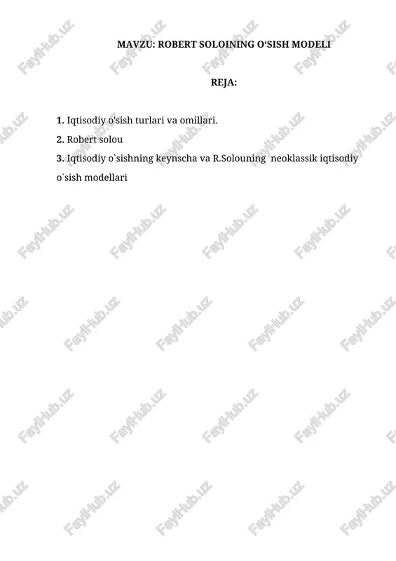 robert soloining o‘sish modeli — DOCX