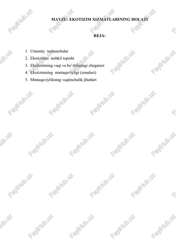 ekotizim xizmatlarining holati — DOCX