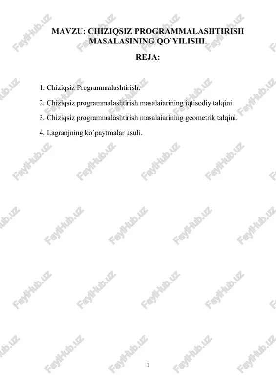 chiziqsiz programmalashtirish — DOCX