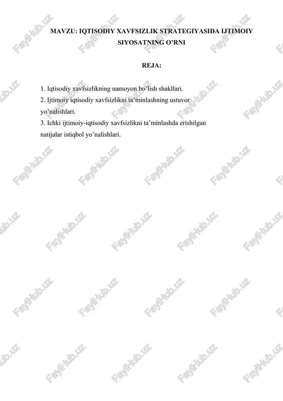 iqtisodiy xavfsizlik — DOCX
