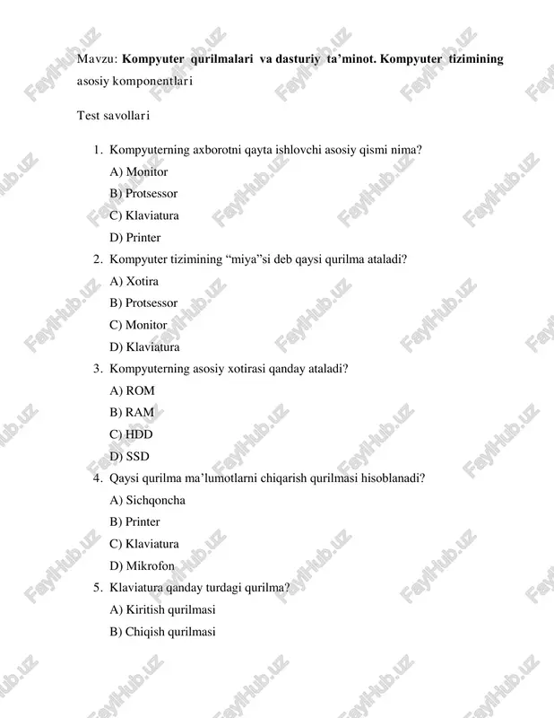 kompyuter qurilmalari va dasturiy taʼminot — PDF