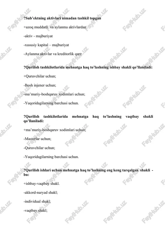 sub’ektning aktivlari nimadan tashkil topgan — DOCX