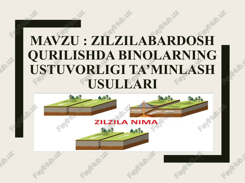 zilzilabardoshqurilishdabinolarningustuvorligita’minlashusullari — PPTX