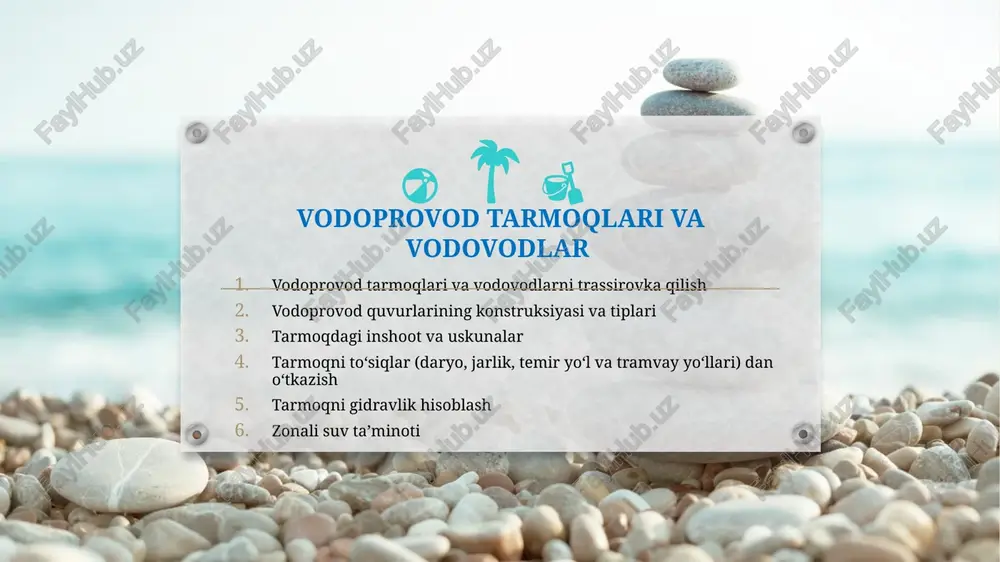 vodoprovod tarmoqlari va vodovodlar — PPTX