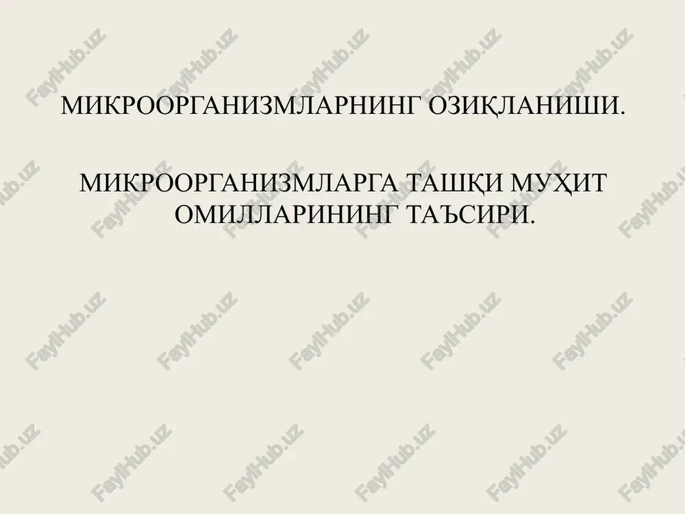 mikroorganizmlarning oziqlanishi — PPT