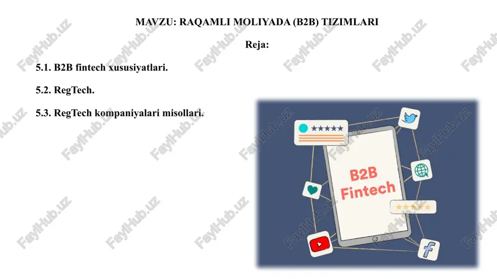 raqamli moliyada (b2b) tizimlari — PPTX