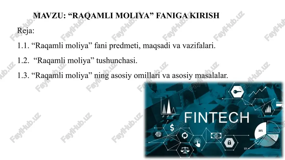 "raqamli moliya" faniga — PPTX