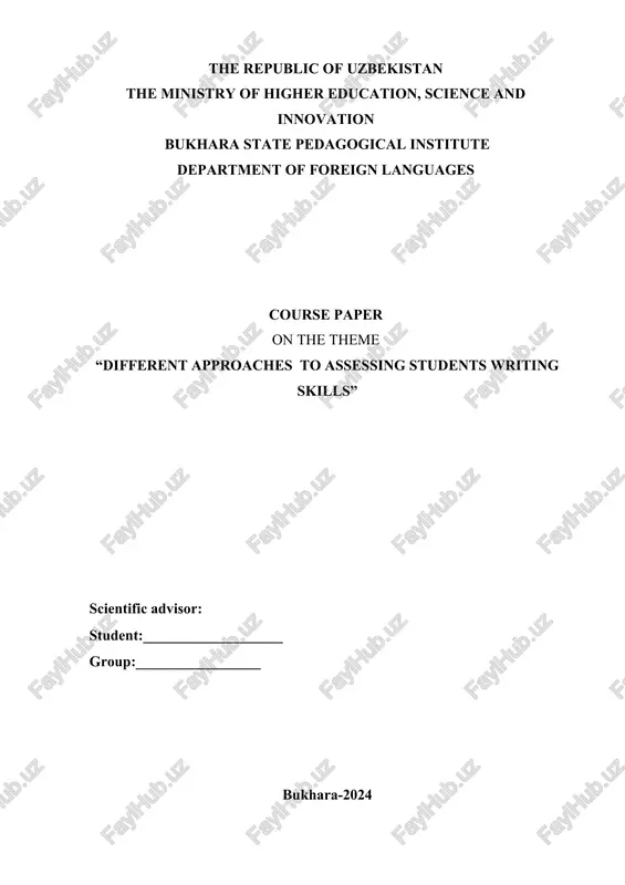 course paper on "different approaches to assessing students writing skills" — DOCX
