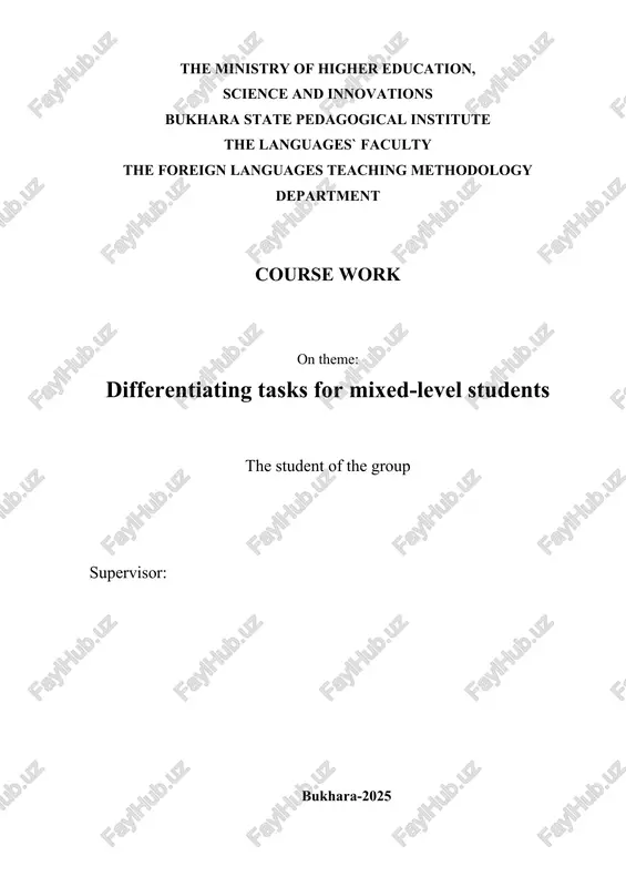 differentiating tasks for mixed-level students — DOCX